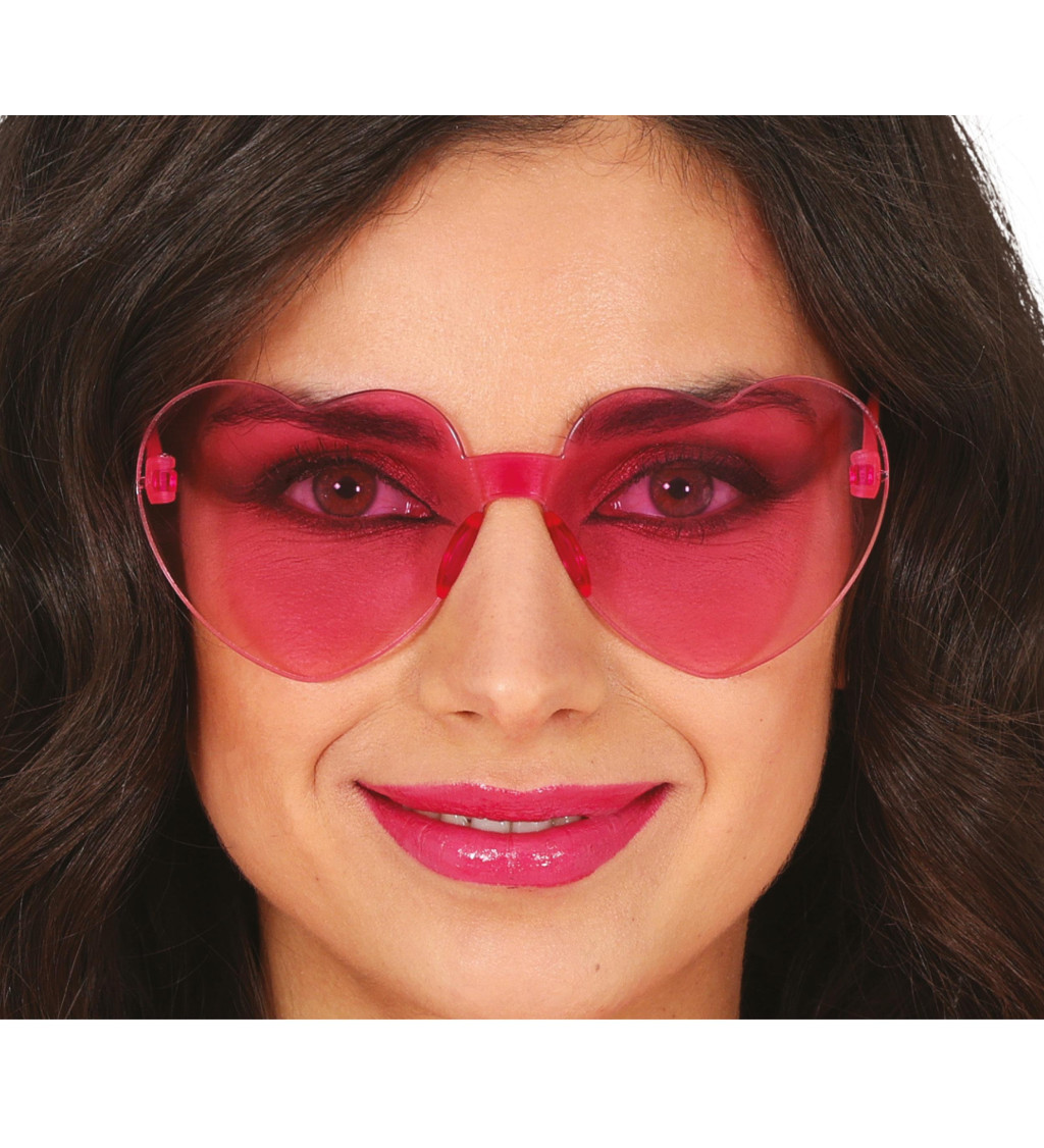 Růžové brýle ve tvaru srdce