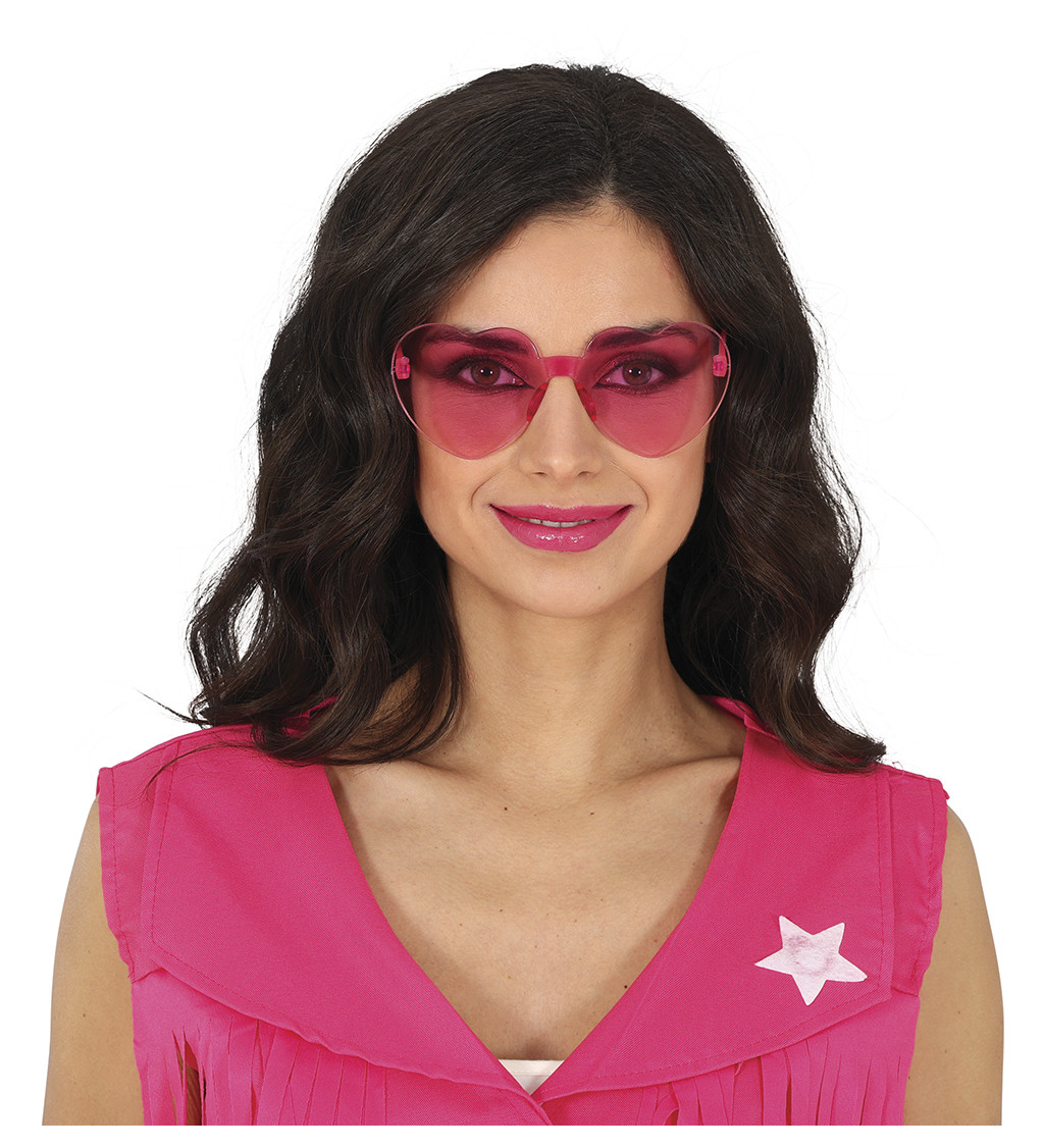 Růžové brýle ve tvaru srdce
