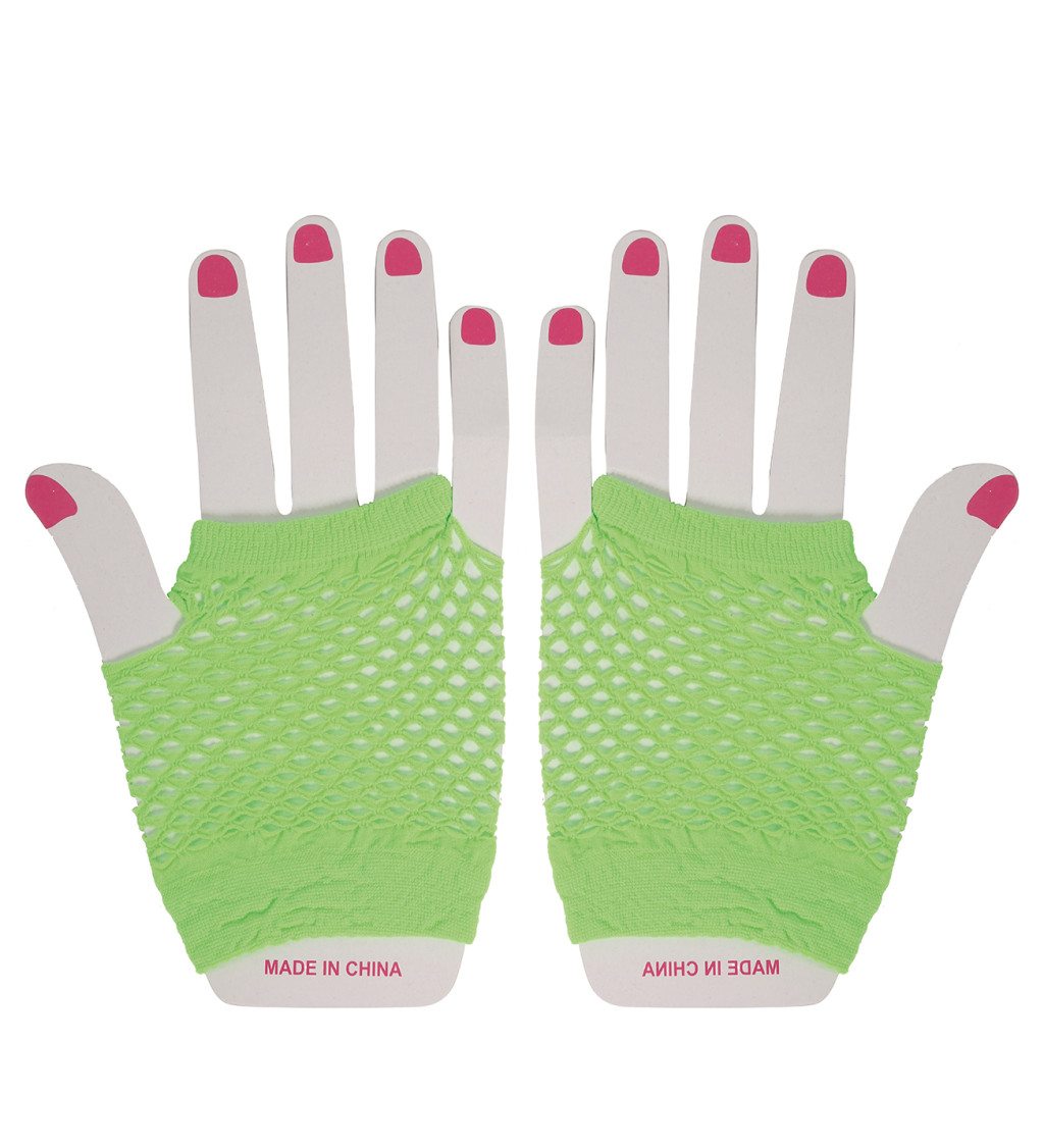 Krátké síťované rukavice - neonově zelené