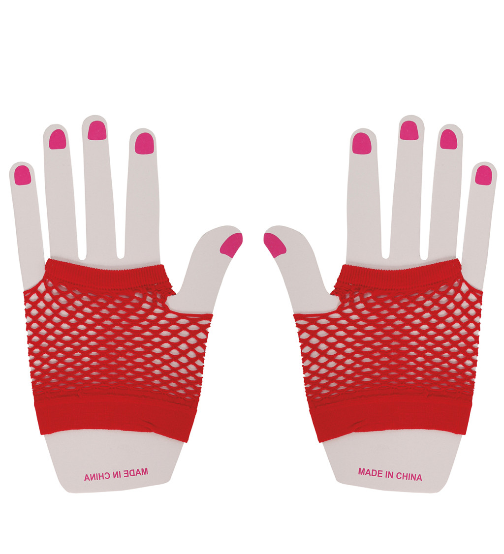 Krátké síťované rukavice - červené