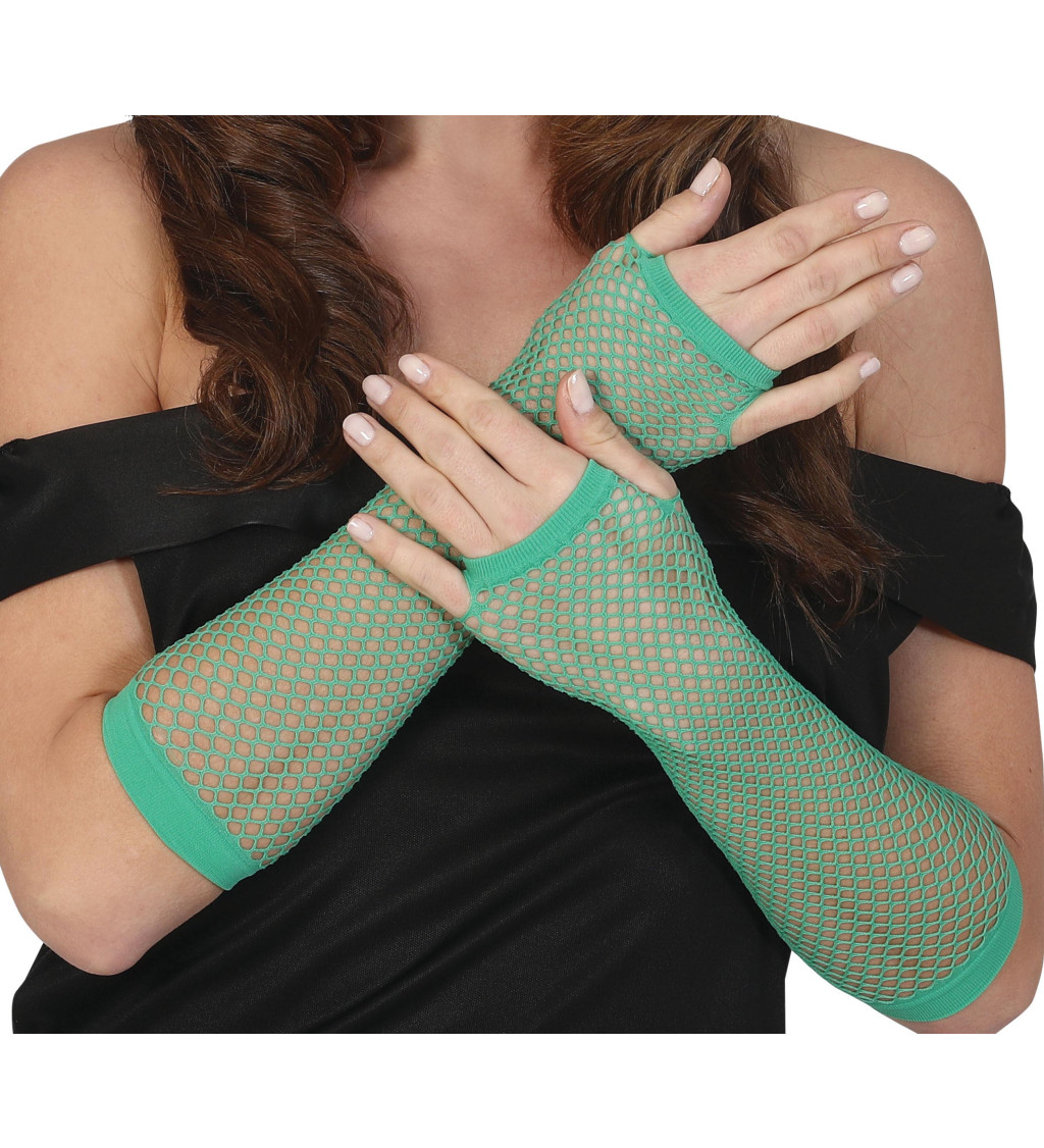 Dlouhé síťované rukavice - zelené
