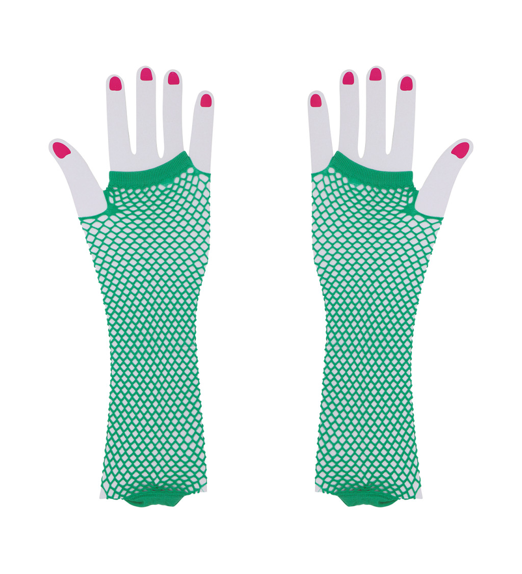 Dlouhé síťované rukavice - zelené