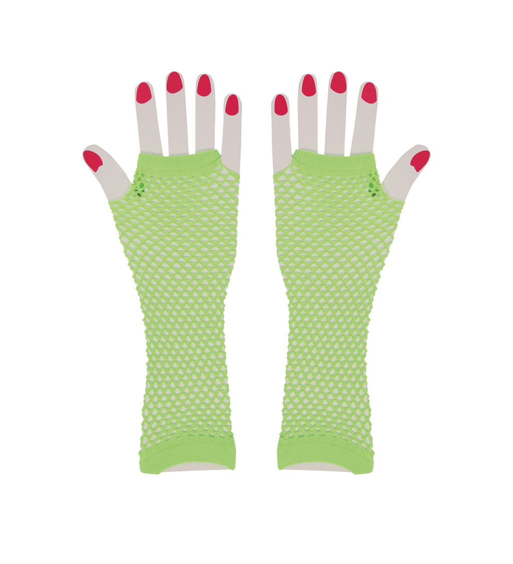 Dlouhé síťované rukavice - neonově zelené