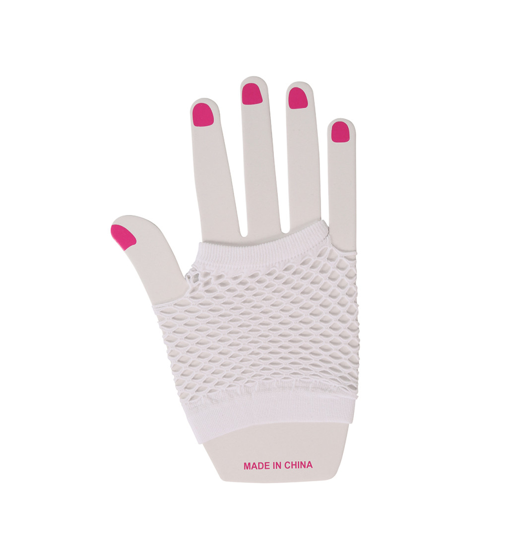 Krátké síťované rukavice - bílé