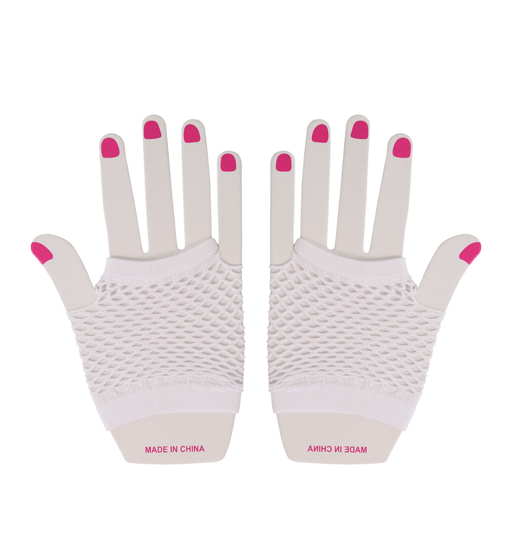 Krátké síťované rukavice - bílé