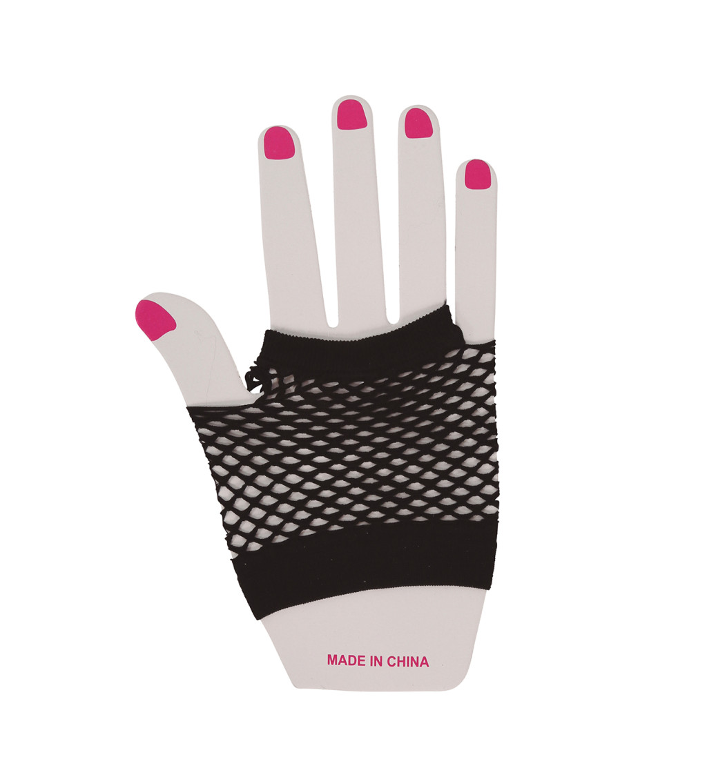 Krátké síťované rukavice - černé