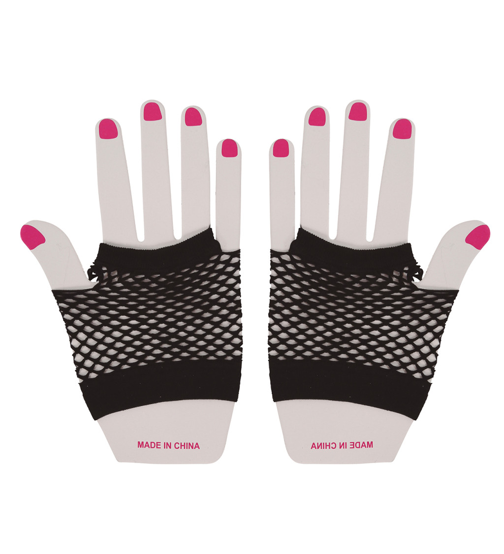 Krátké síťované rukavice - černé