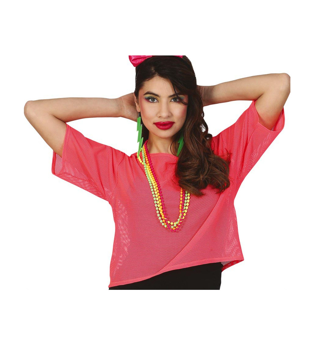 Síťované tričko - neonově růžové