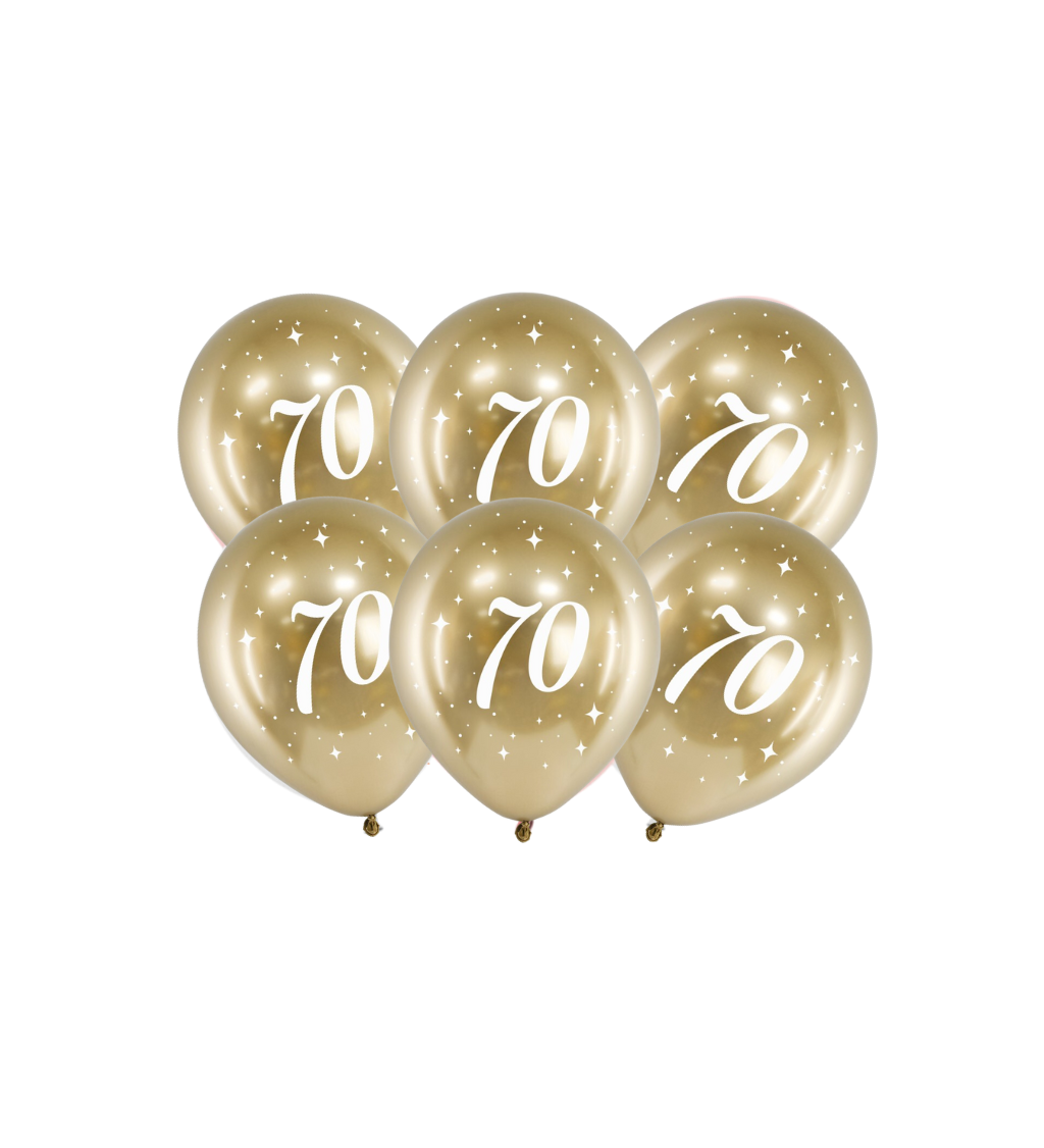 Latexové balónky číslo 70 zlaté 30 cm 6 ks