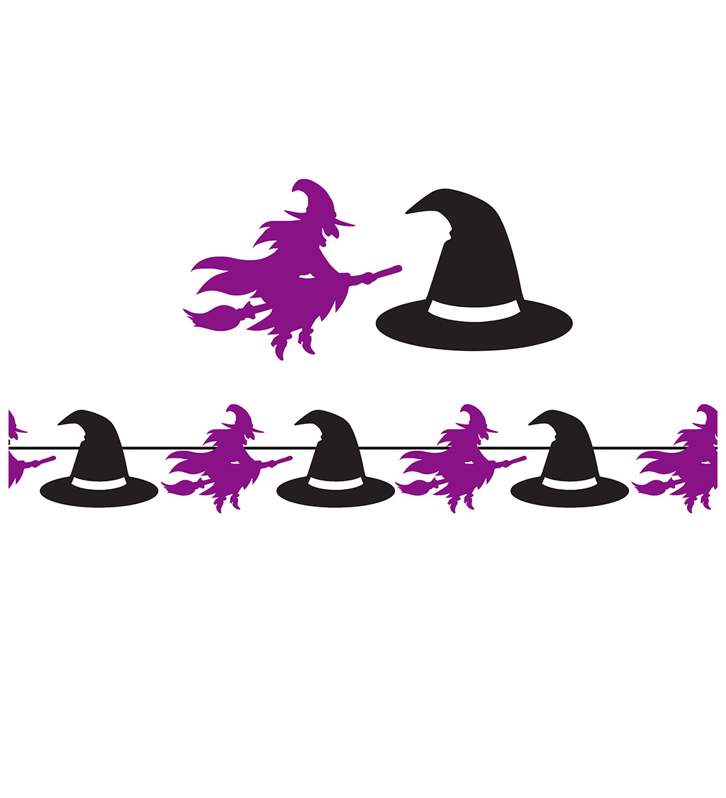 Girlanda Čarodějnice a klobouky