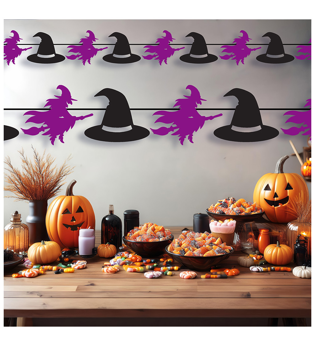 Girlanda Čarodějnice a klobouky