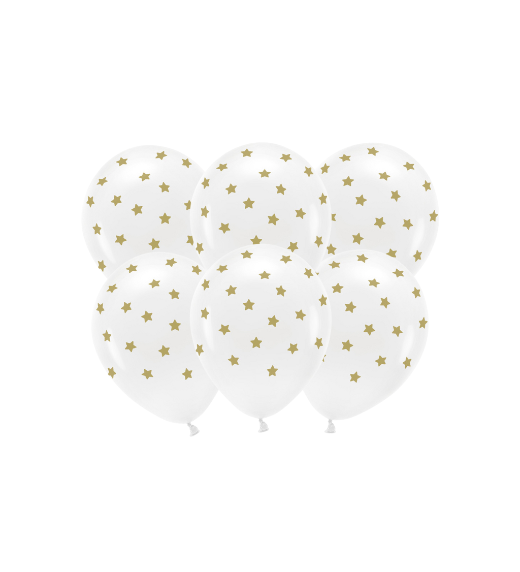 Latexové balónky eco pastelové zlaté hvězdičky 30 cm 6 ks