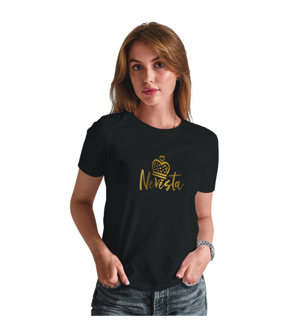 Dámské tričko, černé - Nevěsta, koruna