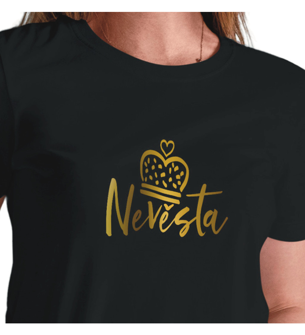Dámské tričko, černé - Nevěsta, koruna