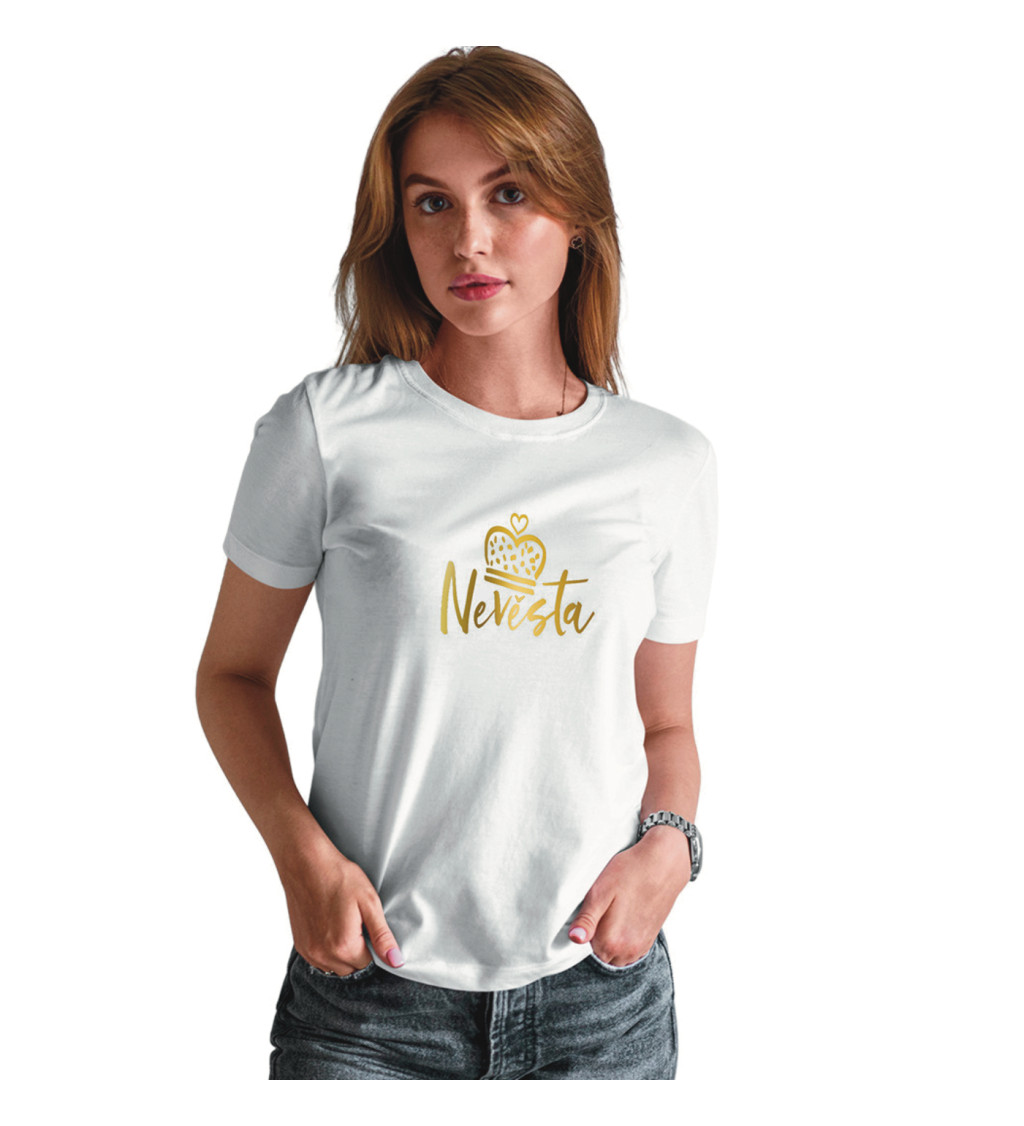 Dámské tričko, bílé - Nevěsta, koruna