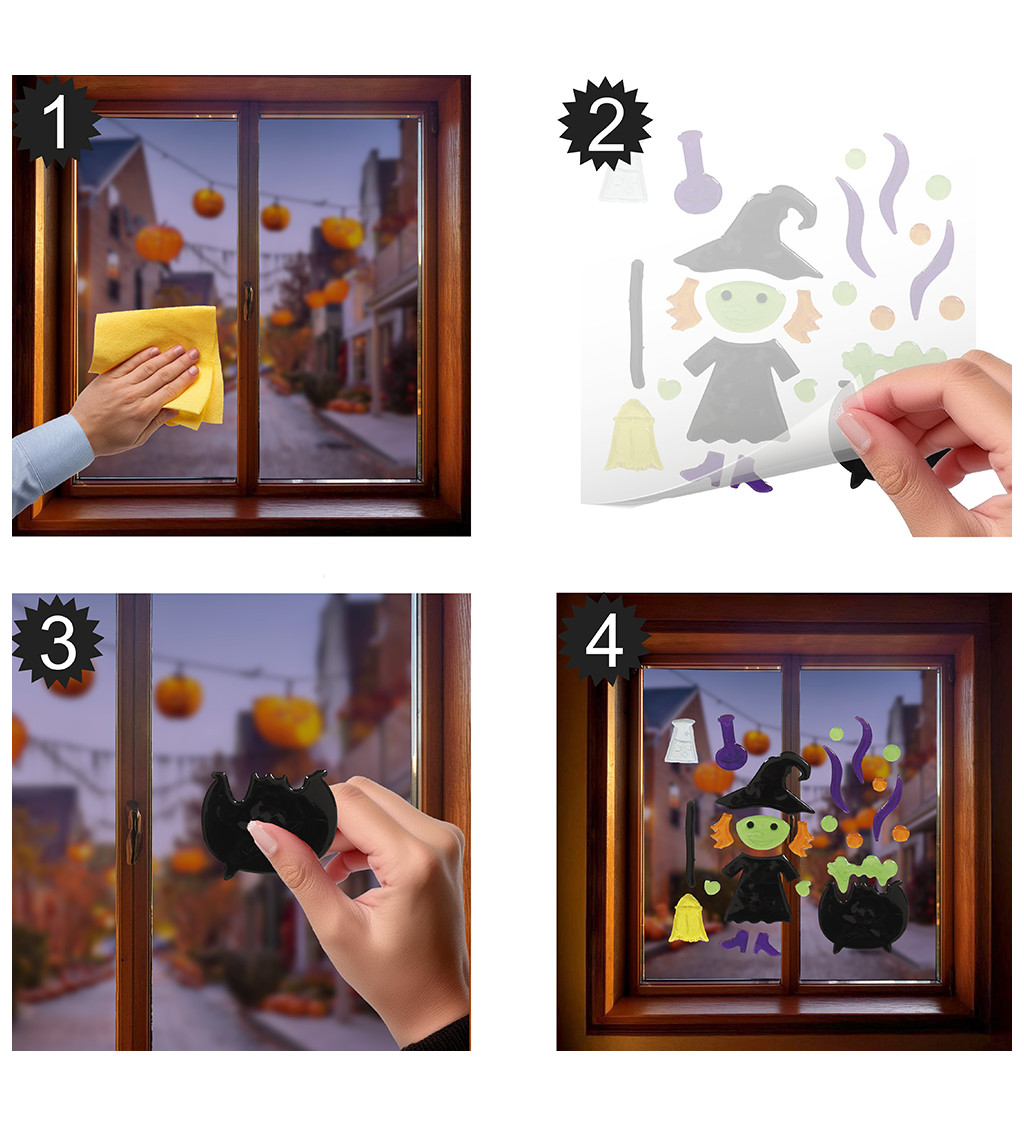 Dekorační čarodějnický okenní nálepky