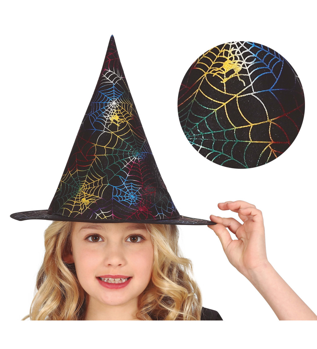 Dětský čarodějnický klobouk s pavučinou