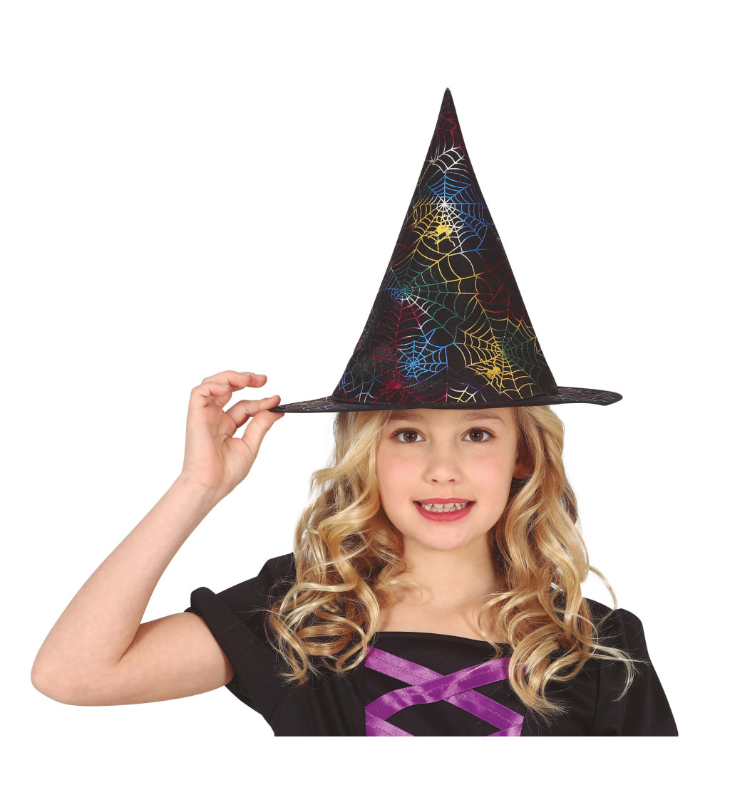 Dětský čarodějnický klobouk s pavučinou
