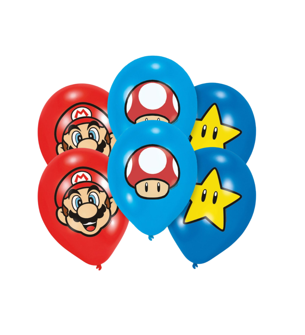 Latexové balónky Super Mario mix 27,5 cm 6 ks