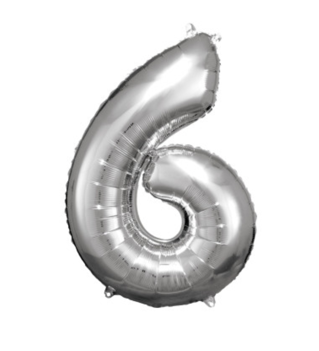 Balónek stříbrný fóliový číslo 6