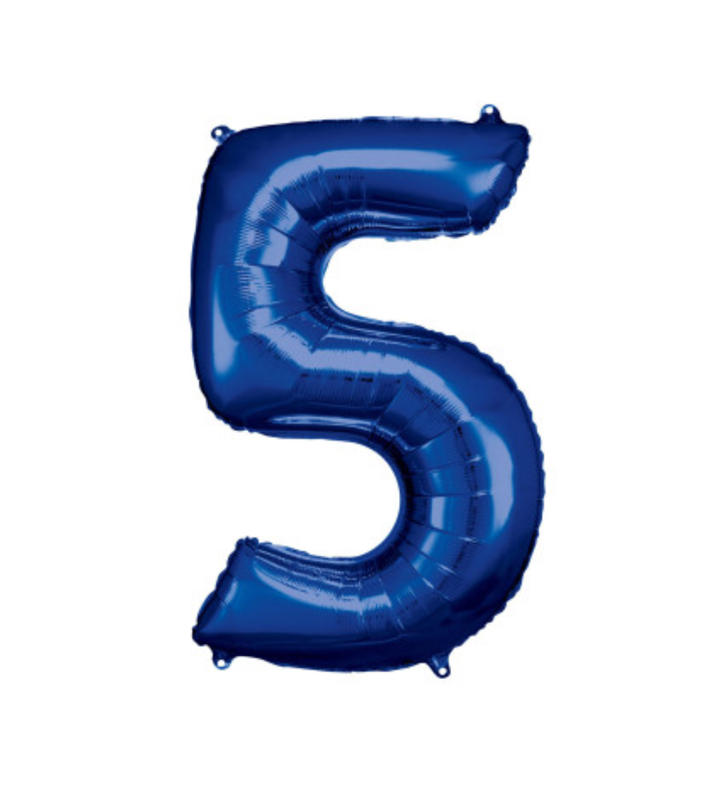 Balónek modrý fóliový číslo 5