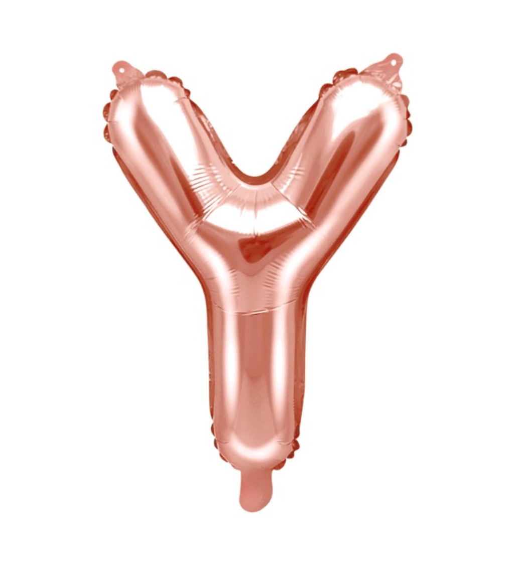 Růžové zlato mini balónek Y