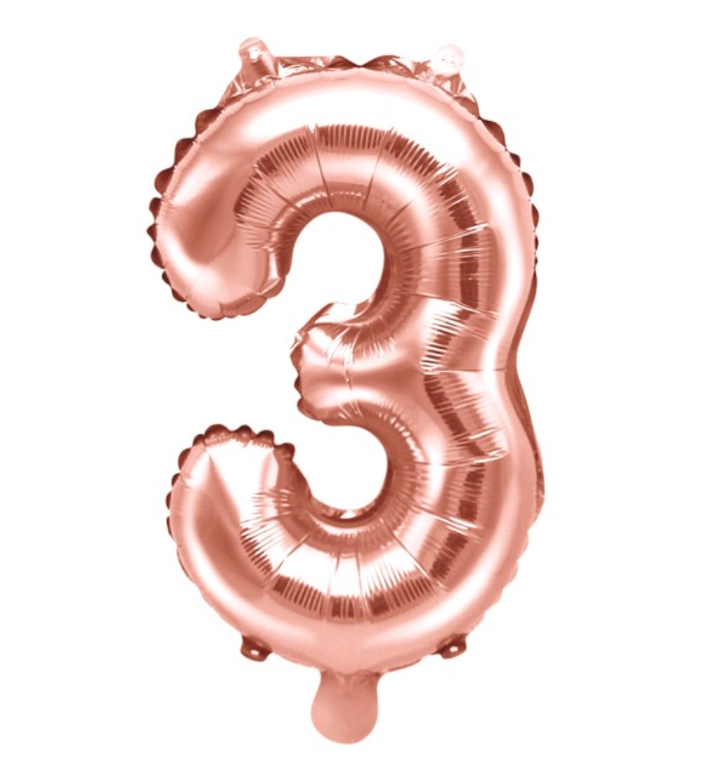 Rose gold fóliový balónek - číslo 3