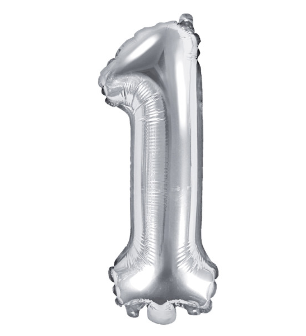 Malá číslice 1 - stříbrný balónek