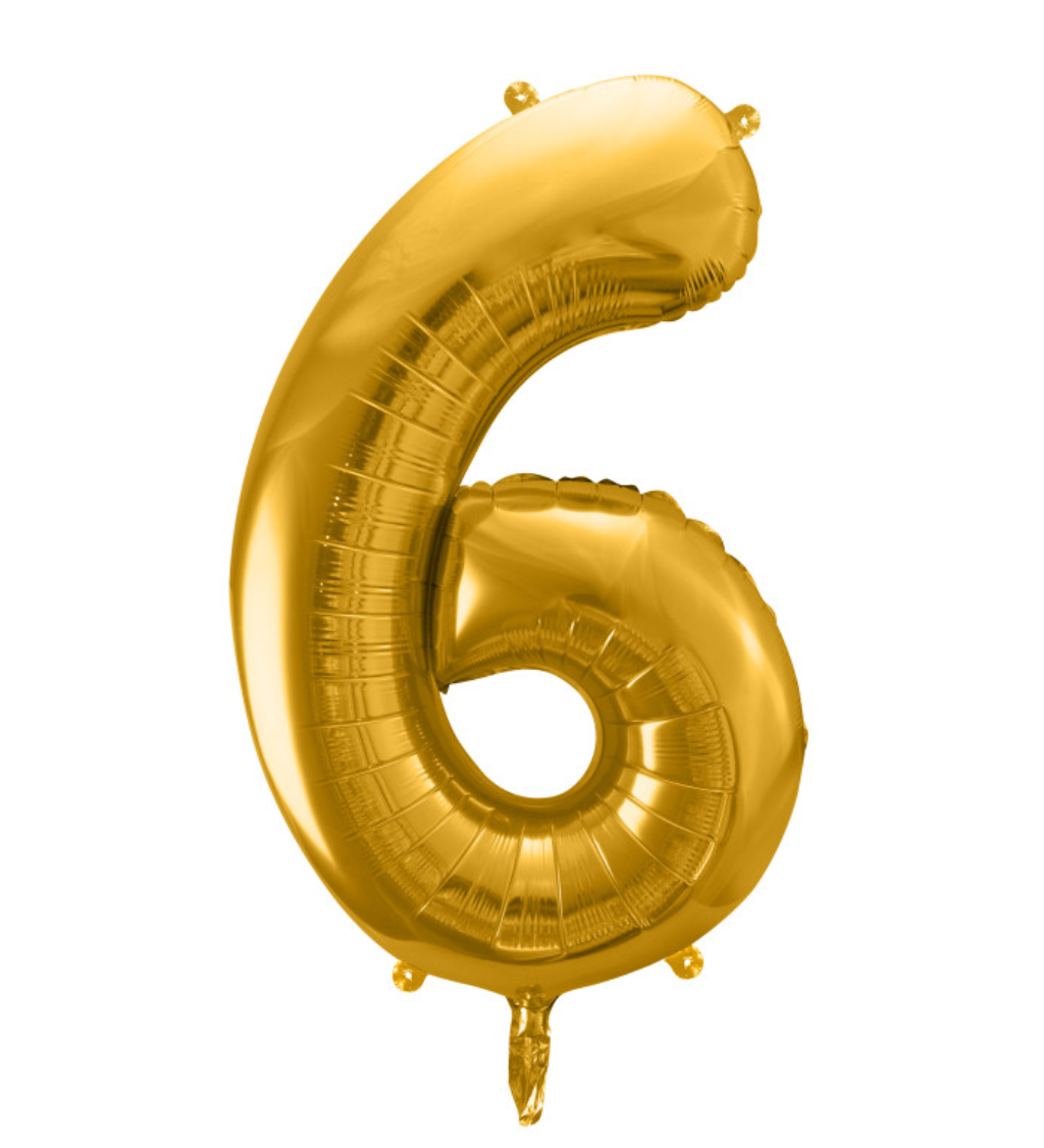 Fóliový balónek 6 - zlatý