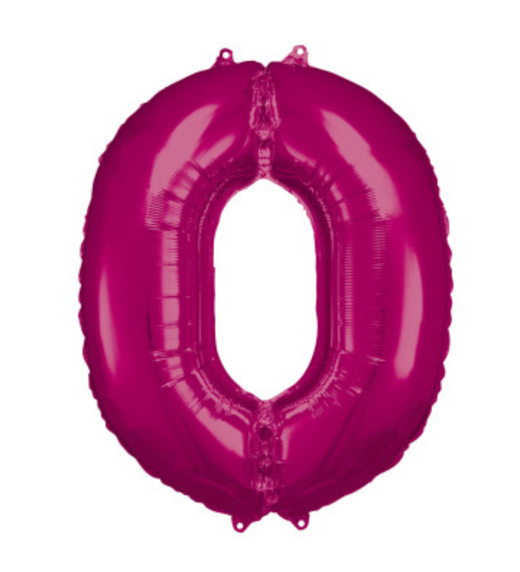 Fóliový tmavě růžový balónek - číslo 0
