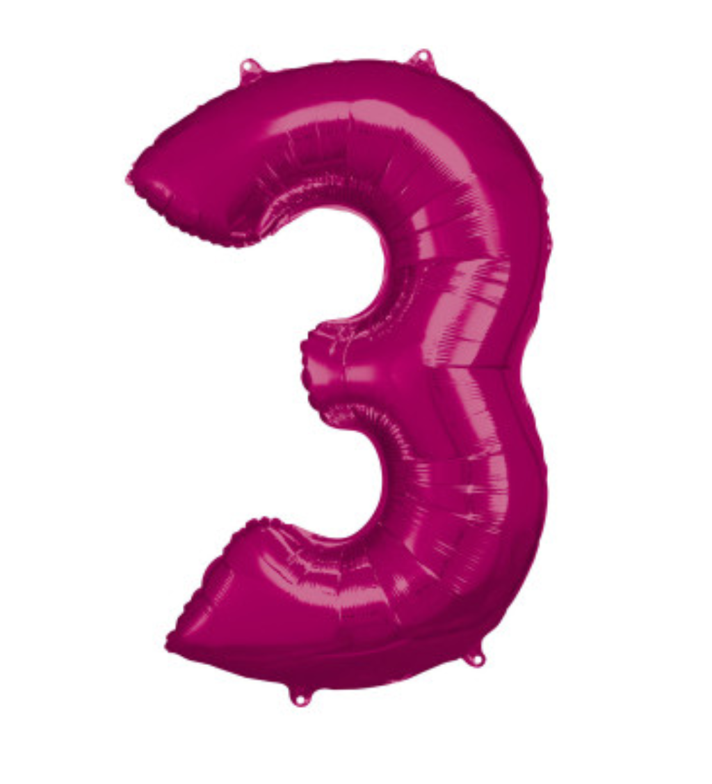 Fóliový balón růžový číslo 3