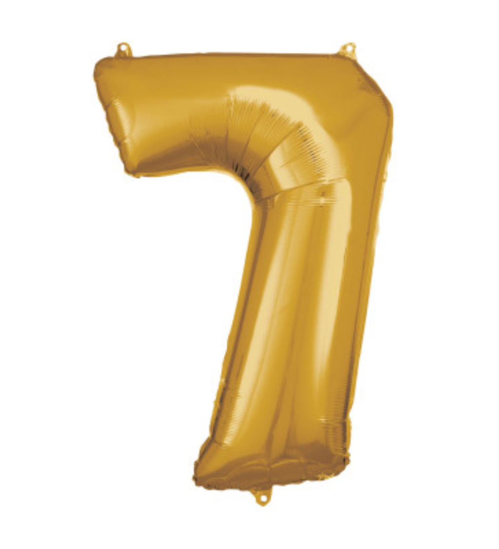 Fóliový zlatý balónek - číslo 7