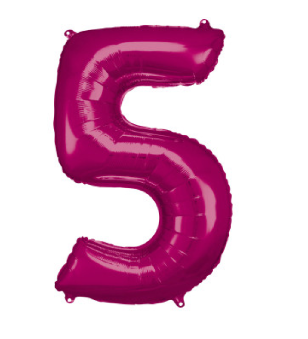 Růžový balón fóliový číslo 5