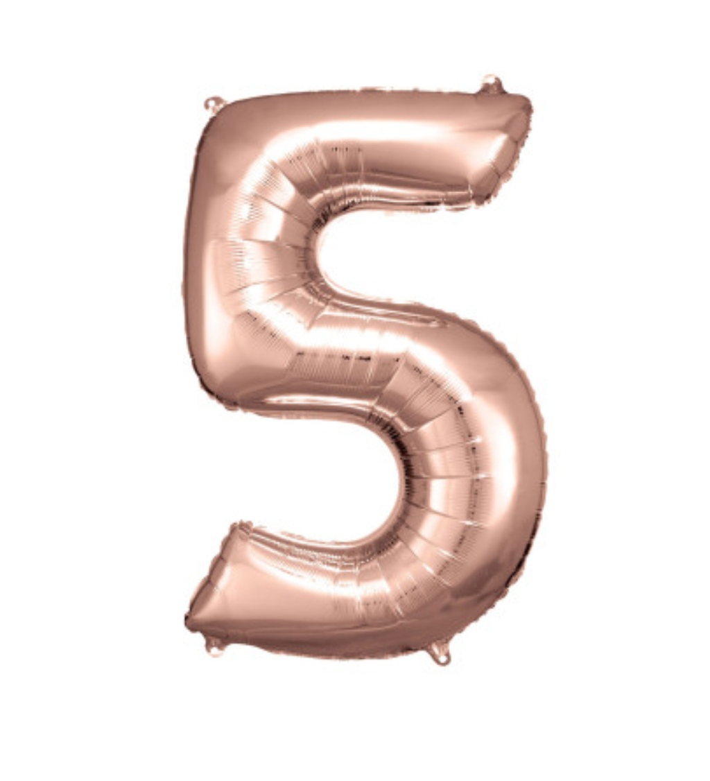 Fóliový rose gold balónek - číslo 5