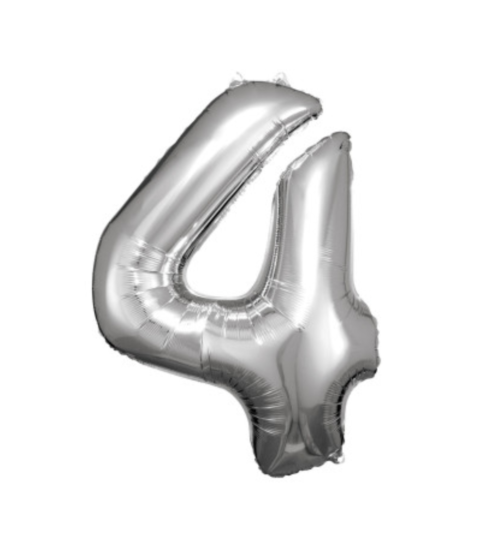 Stříbrný balón číslo 4