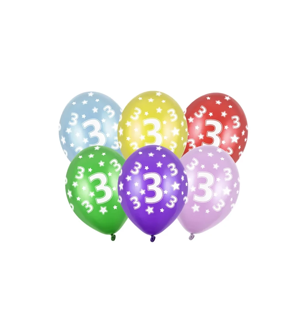 Latexové balónky číslo 3 mix 30 cm 6 ks
