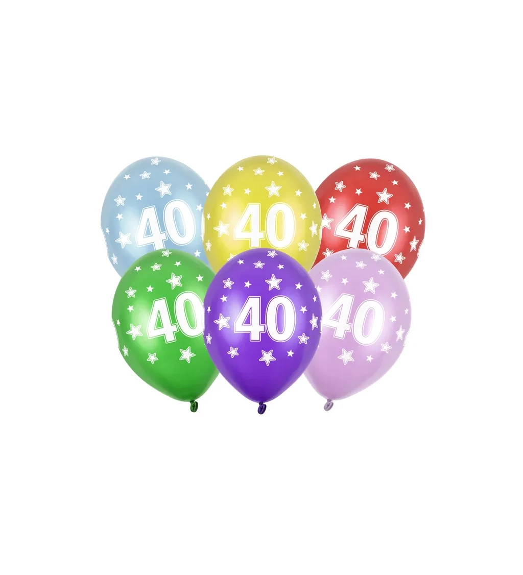 Latexové balónky číslo 40 mix 30 cm 6 ks