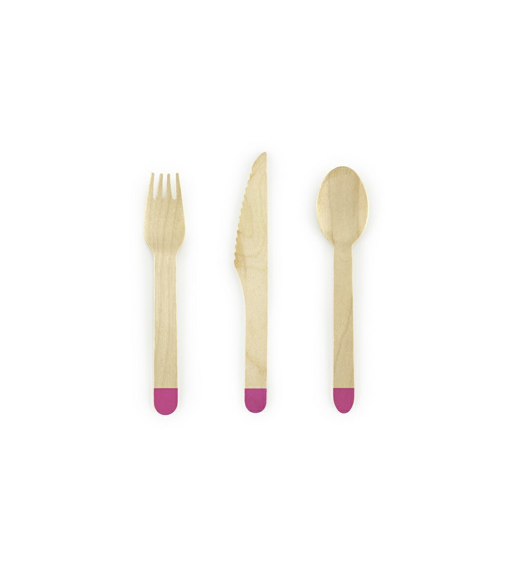 Dřevěný příbor - růžový