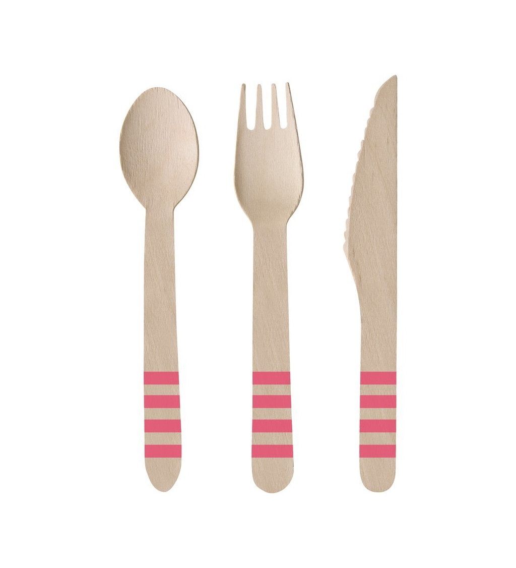 Dřevěné příbory - růžové