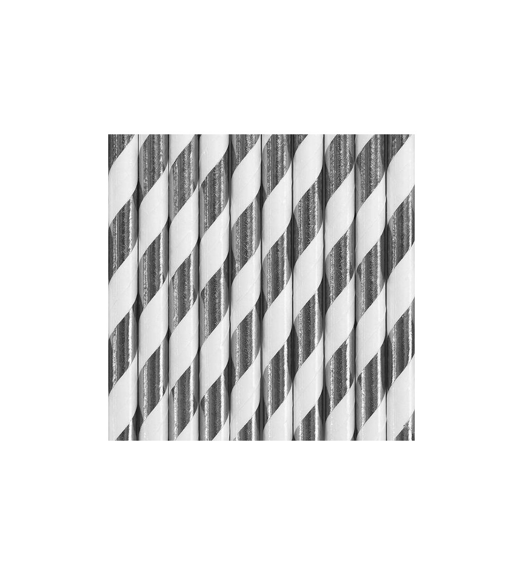 Papírová brčka stříbrné proužky