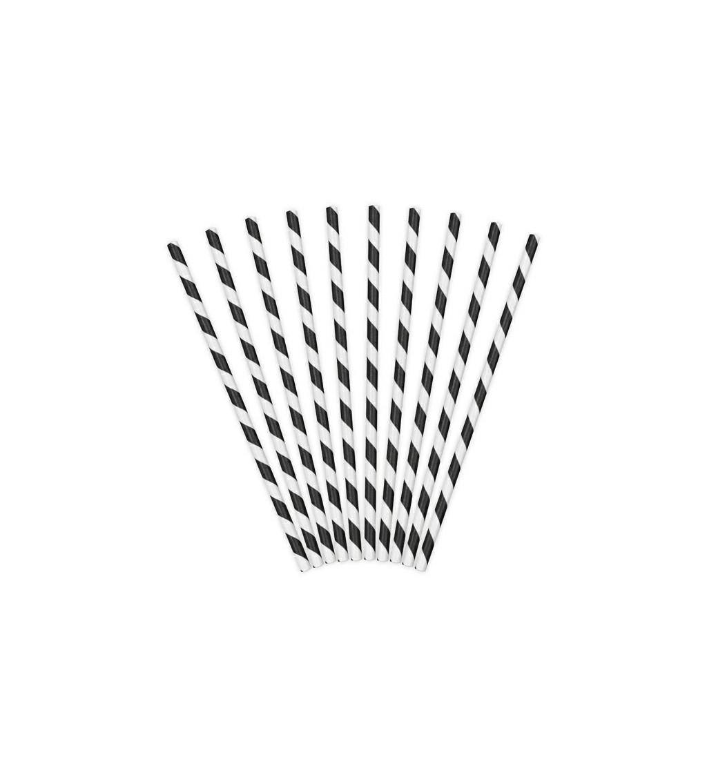 Papírová brčka černé pruhy