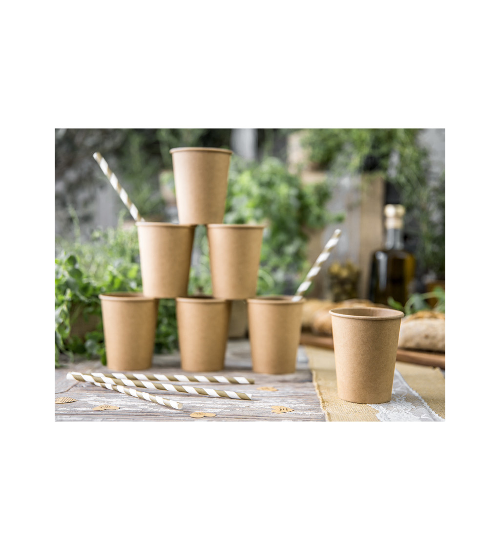 Papírová brčka matné zlaté pruhy