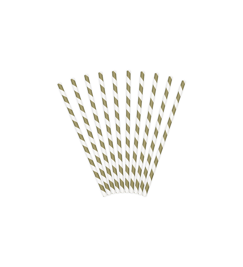 Papírová brčka matné zlaté pruhy