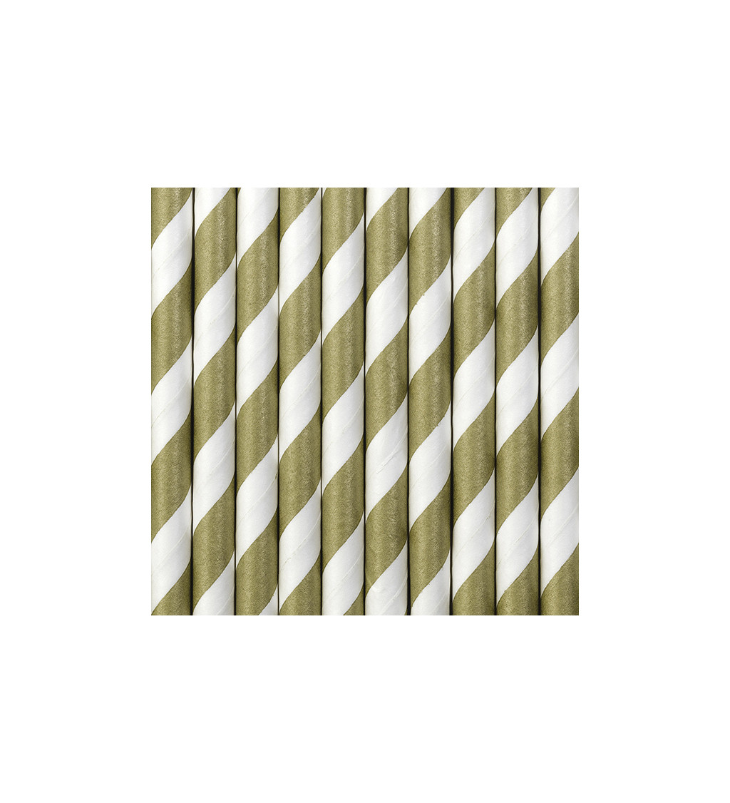 Papírová brčka matné zlaté pruhy