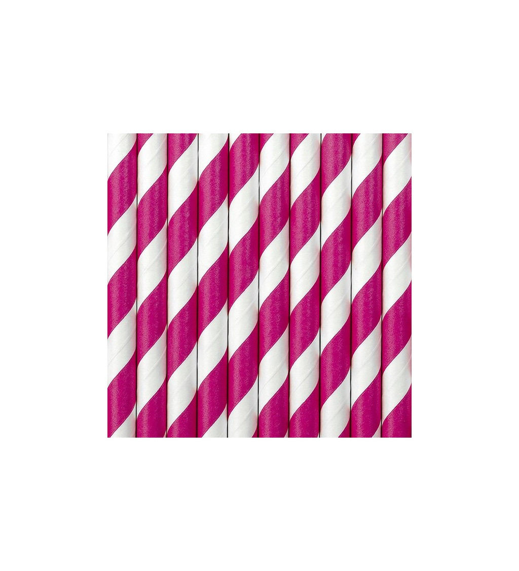 Papírová brčka růžové pruhy