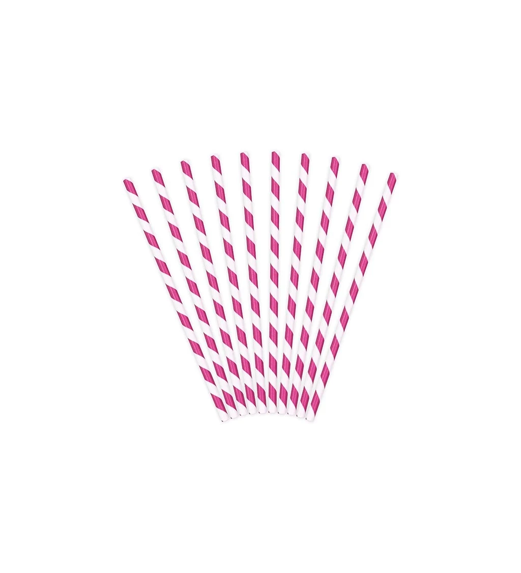 Papírová brčka růžové pruhy