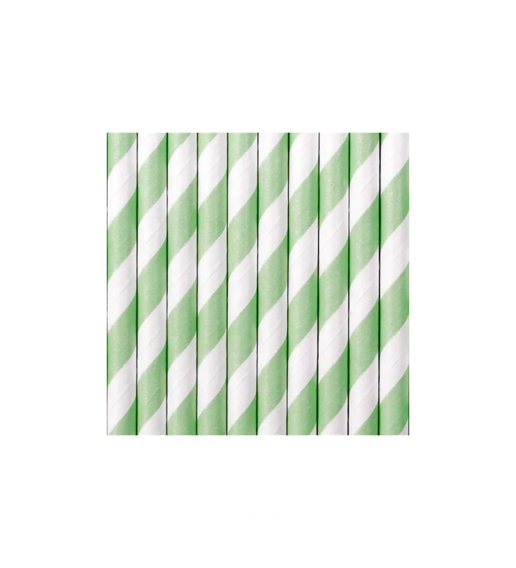 Papírová brčka mintové pruhy