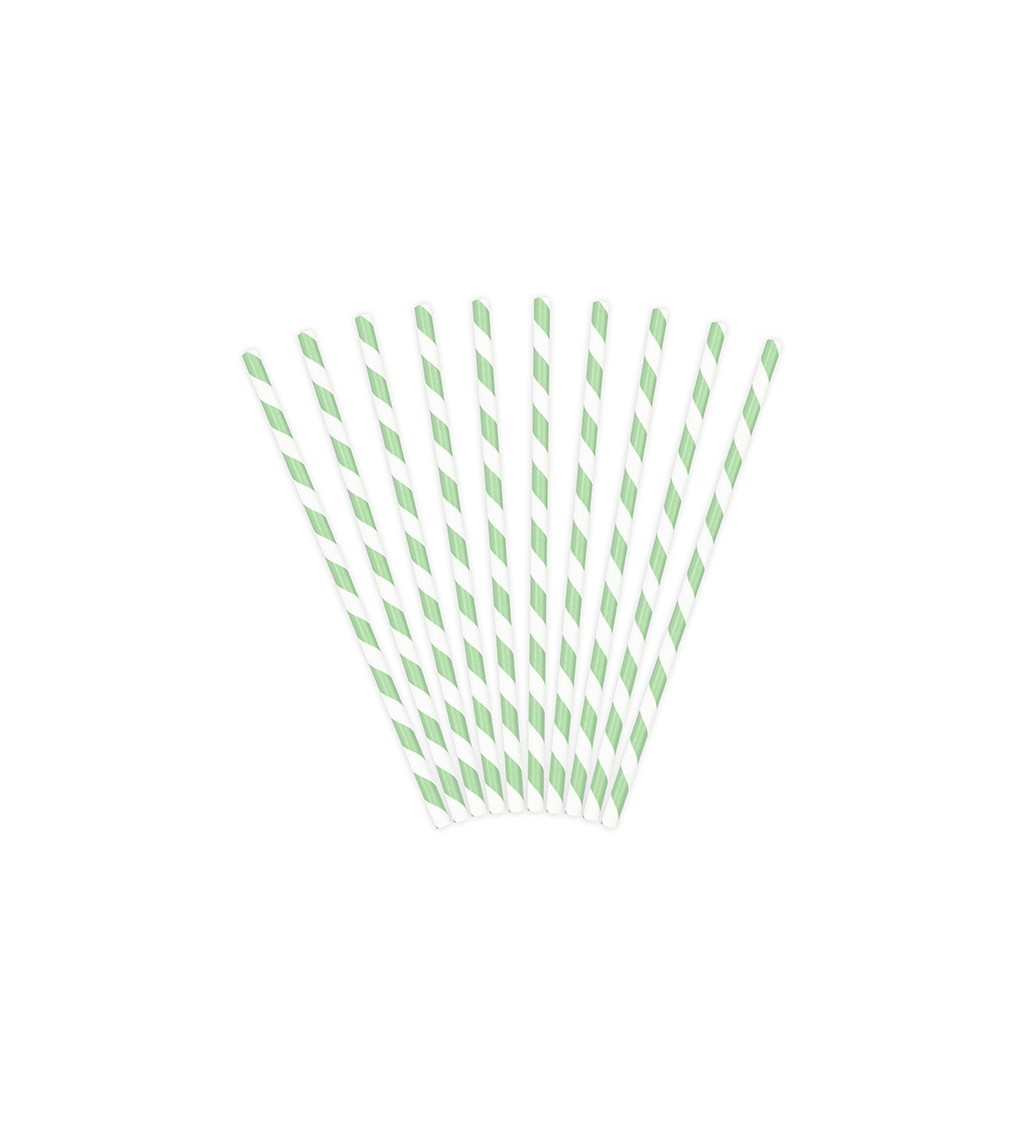 Papírová brčka mintové pruhy