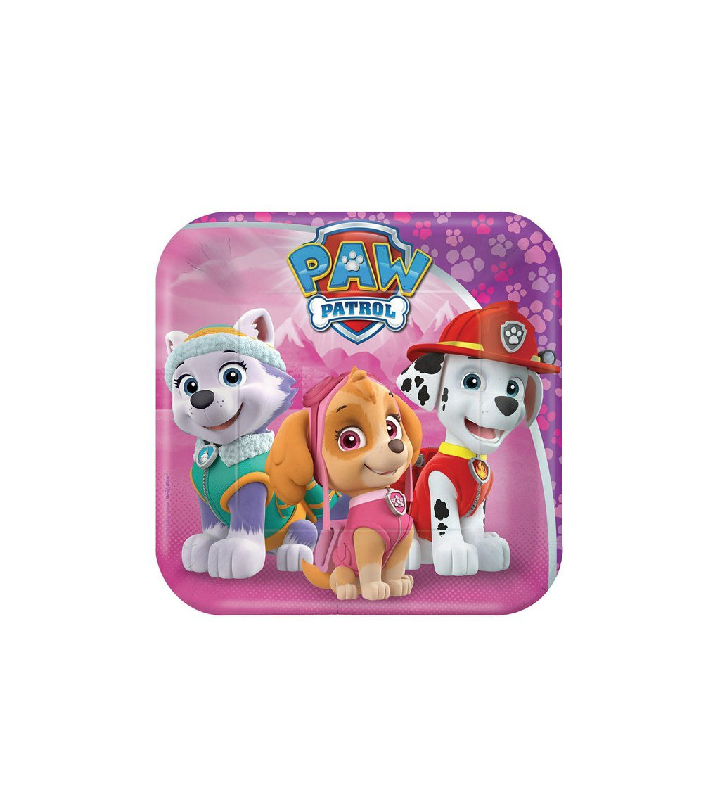 Talířky Tlapková patrola růžové