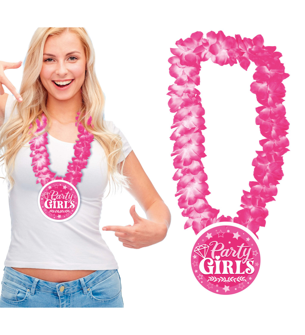 Havajský věnec růžový "Party girls"